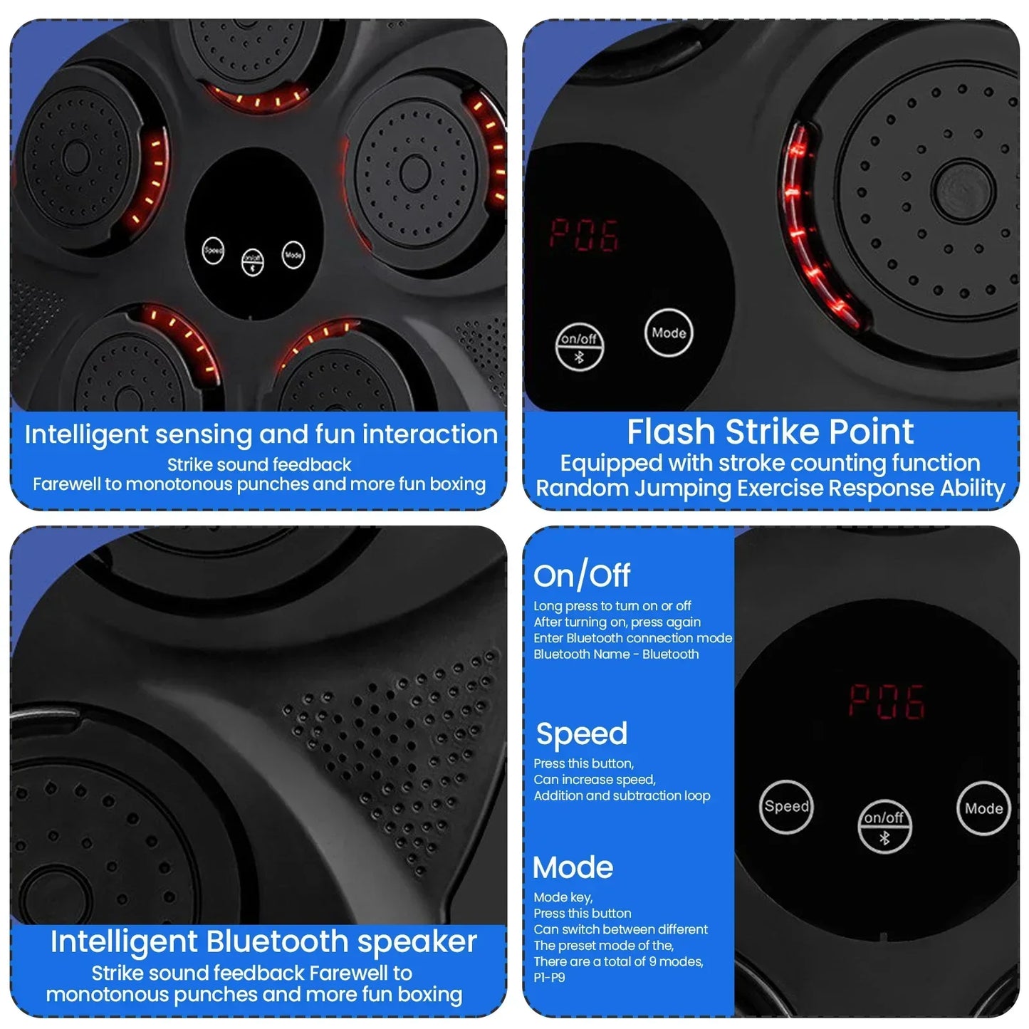 Home Gym Equipment Children Adults Smart Music Boxing Machine Bluetooth Fun Punch Boxing Trainer Wall Target Punching Pad